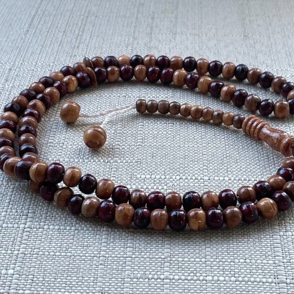 Real Wood Pray Beads Brown/Red Bead Handmade Tasbeeh Islamic Beads Tasbeh - Picture 2 of 9